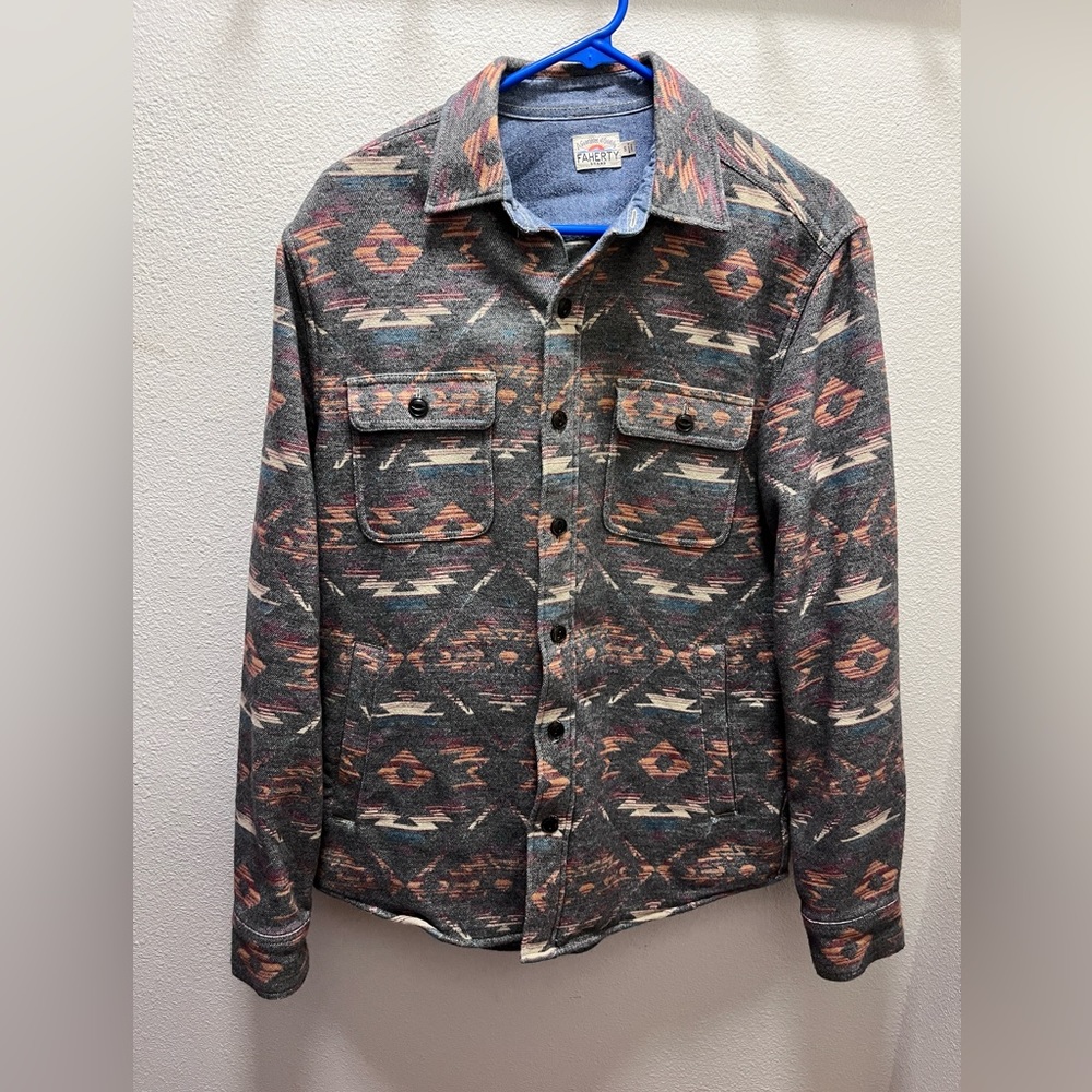 Faherty Men’s flannel jacket button up Aztec print